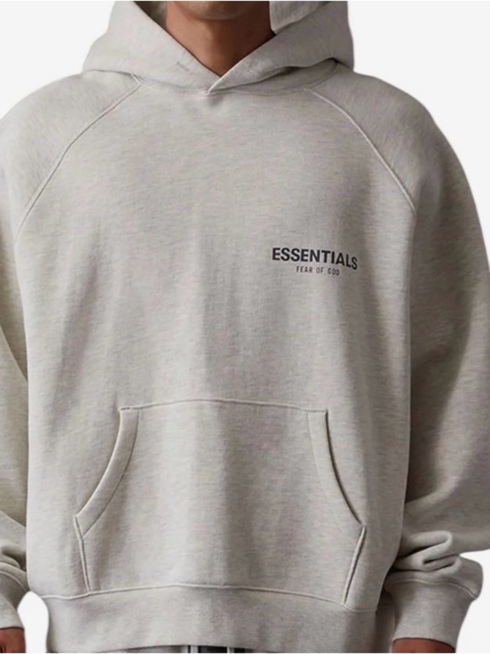 NEW ESSENTIALS, FEARING GOD LIGHT OATMEAL HOODIE
